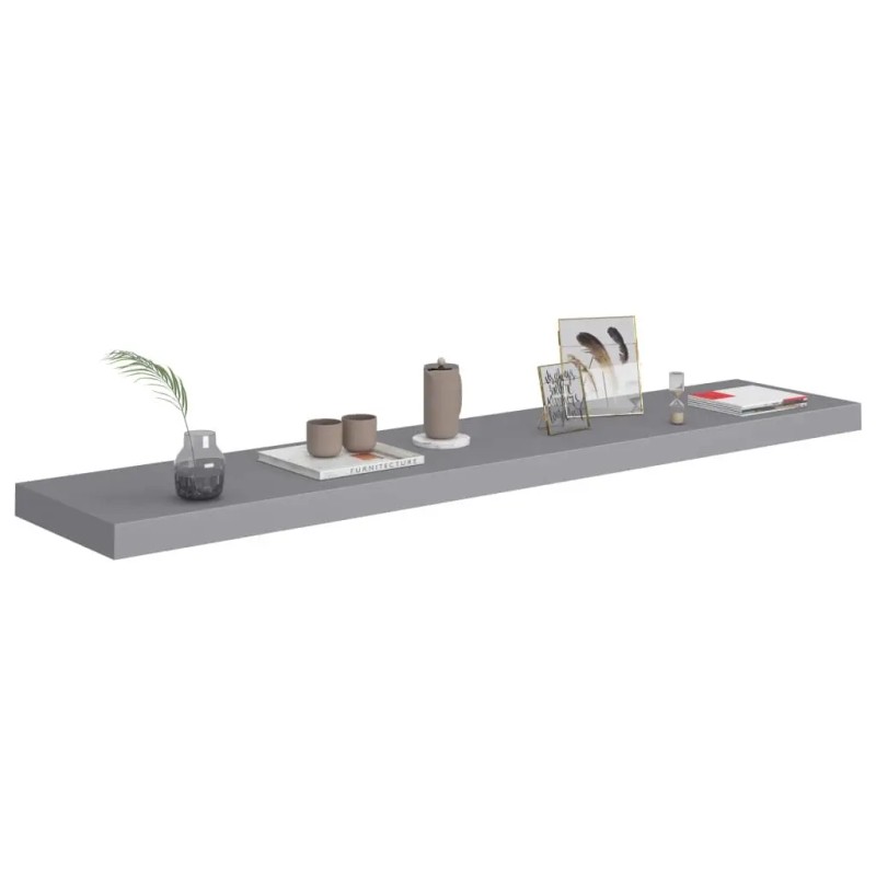 Gray MDF Floating Wall Shelf 47.2\"x9.3\"x1.5\" Stylish Display Standcolor: Grey