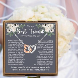 PYOUL Best Friend Gift to Bride, To My Best Friend On Her Wedding Day Necklace, Bride Gift From Maid of Honor, Wedding Gift (Best Friend Today N)