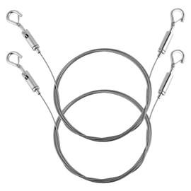 Pack of 2 Wire Rope Adjustable Steel Rope Hanging Safety Stainless Steel Safety Cable Stainless Steel Rope with Eyelets & Hooks 2 m x 1.5 mm Pictures Hanging Rope Photo Rope for Curtains Baskets
