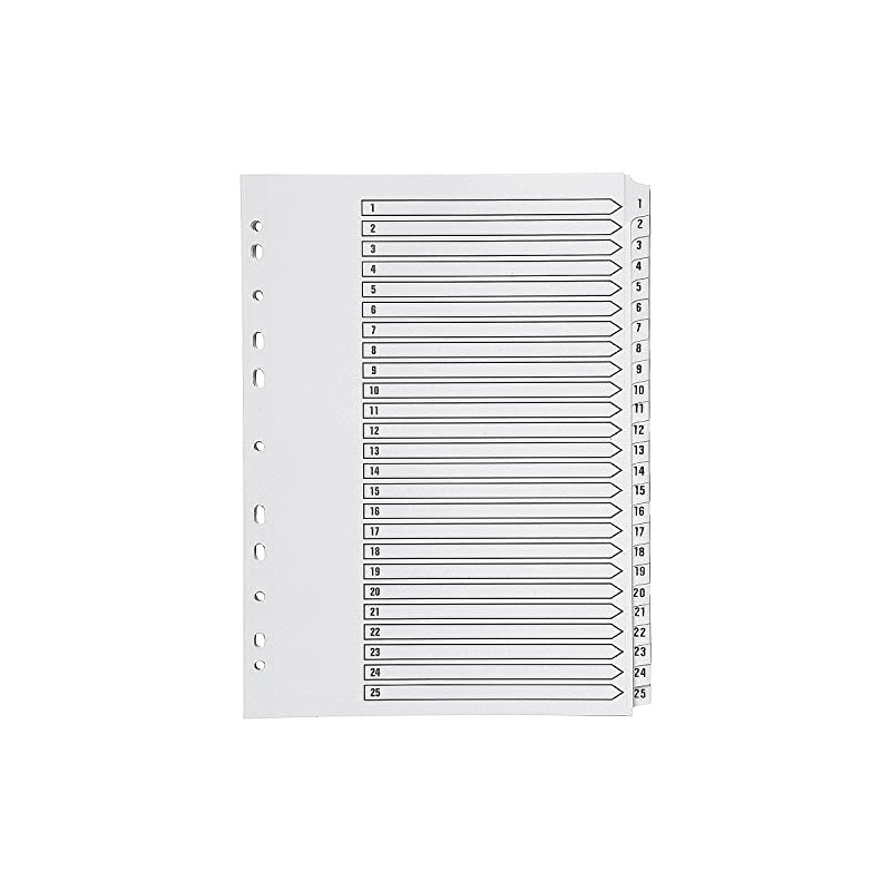 Q-Connect 1-25 Index Multi-Punched Reinforced Board Clear Tab A4 White