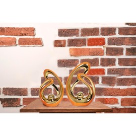 2 Pcs Orange and Gold Decor for Living Room Table Sculpture Decorations Ceramic Decor Mid Century Modern Decor Figurine Centerpieces for Dining Room Kitchen Fireplace Shelf Office Coffee Table Decor
