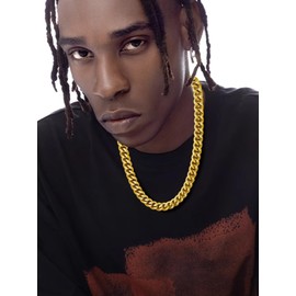 Men's Necklace Cuban Curb Chain 10MM 28 Inch Hip Hop Golden Chains