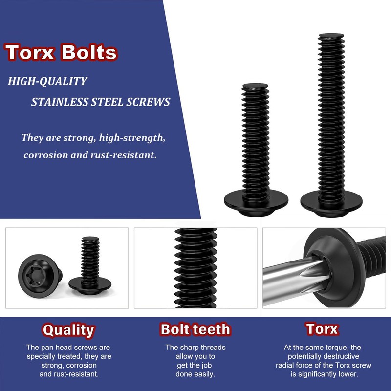 Wavanta 20Pcs M6 Bolts, M6 x 25mm Flanged Button Head