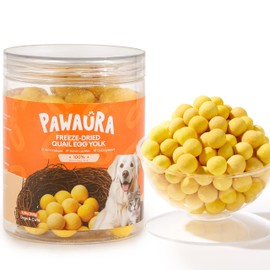 Pawaura Pawaura Freeze Dried Quail Egg Yolk Cats & Dogs, Treats, 5.29 oz, Single Ingredient, Freeze-Dried Pet Food for Dogs, Cats, No Additives | Grain Free | Support for Skin and Coat Health