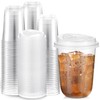 Baderke 100 Sets 16oz Disposable Crystal Clear Plastic Cups With