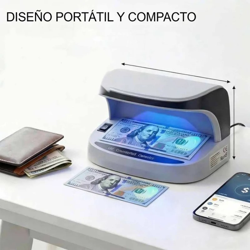 Detector De Billetes De Lampara Uv Automático Portátil
