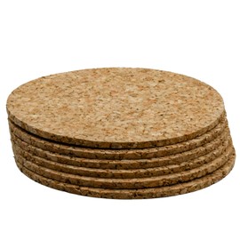 G4Cork Round Cork Coasters, Set of 6 - 95 x 3 mm (3.74 x 0.12 inches), Heat-Resistant, Reusable and Easy to Clean, Perfect for Hot and Cold Drinks, Ideal for Home and Special Occasions