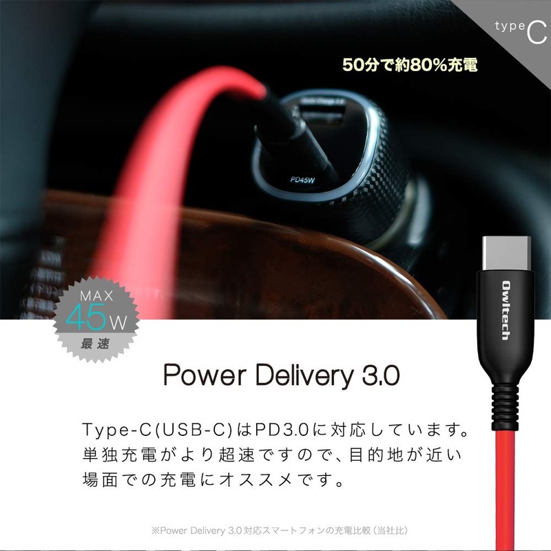 Owtec OWL-CPD45C1A1-BK USB Type-C 45W USB Type-A 18W Ultra Fast