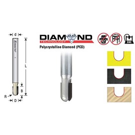 Amana Tool - PCD 1/8" R Ballnose 1/4" Shank (DRB-432), Industrial Grade
