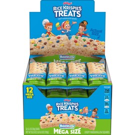 Rice Krispies Treats Mega Bars Large Marshmallow Snack Bars, Kids Snacks, Big Bars, Rainbow, 25.3oz Box (12 Bars)