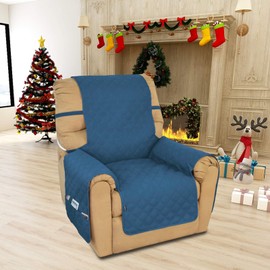 Easy-Going Sofa Slipcover Waterproof Recliner Chair Cover Non-Slip Fabric Couch Cover for Living Room Washable Furniture Protector for Pets Kids Children Dog Cat (Recliner, Peacock Blue)