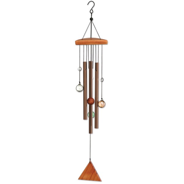 Sunset Vista Designs 92684 Temple Metal and Wood Wind Chime, Color Glass Marbles