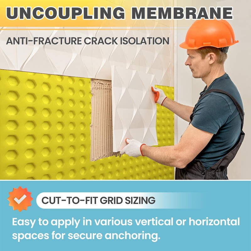 MAXKOSKO 108 Sq.Ft. uncoupling Membrane for Tile, 1/8''(3mm) Thick Waterproof