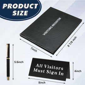 Affrolling 3 Pcs Visitor Log Book Set,120 Pages 8 7/8" x 7" Visitors Register Book Visitors Must Sign in Desk Sign, Black Pens for Office Visiting, Wedding Reception and Events Reception Supplies