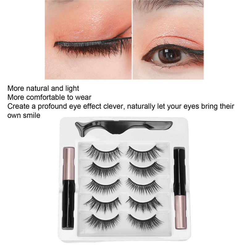 5 Pairs Magnetic Eyeliner Eyelash Kit Easy to Apply Natural