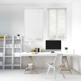 DEZ FURNISHINGS Cordless 1" Signature Mini Blind with Flexible Slats, 30" W x 48" H, Pearl White