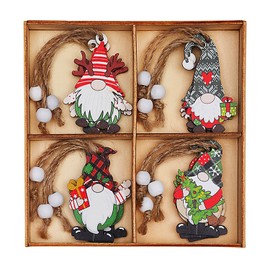Rumyve 12 Pcs Christmas Decorations - Colorful Wooden Gnome Pendants for Tree, Festive Hanging Ornaments, Holiday Gnome Crafts, Party Decor, Children's (Style A)