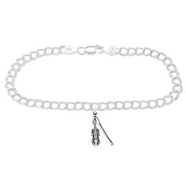 LGU Sterling Silver Violin with BowCharm Bracelet (7 Inches)