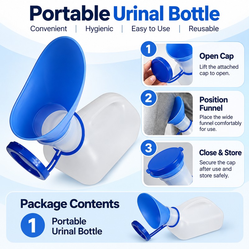 Portable Urinal Bottle for Women – 1000mL Travel Urine Container