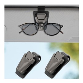 2 Pack Sunglasses Holders for Car Visor,Snap On Car Sunglasses Holders Clip,Car Visor Accessories for Most Glasses (Black Gray)