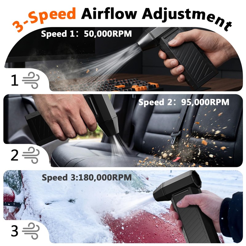 Preciva 2-in-1 Compressed Air Duster, 180,000 RPM High-Speed Turbo Electric