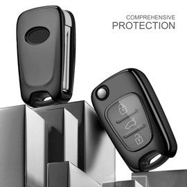 OATSBASF Car Key Cover Compatible with Hyundai,Key Box for Hyundai VERNA Elantra Sportage Carens Forte Avante K2 K5 SONATA8 ix35 i30 Accessories Case TPU Shell (Black)