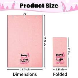 Golf Towels with Clip, Embroidered Funny Golf Towel, Swing Swear Look for Ball Repeat Pink Golf Towel, Golf Accessories, Golf Gifts for Women, Gifts for Golf Lovers Mom Grandma Birthday Mother's Day