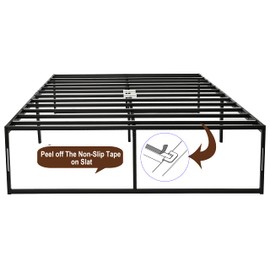 V&LX 14 Inch Tall Metal Slat Bed Frame/No Box Spring Needed/Steel Slat Support/Easy Assembl (King (U.S. Standard))
