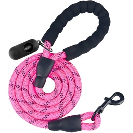 6FT Strong Dog Lead with Comfortable Padded Handle and Highly Reflective Threads for Small, Medium and Large Dogs (6-FT, pink)