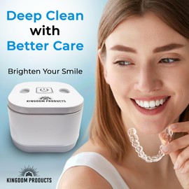 Ultrasonic Retainer Cleaner - Denture Cleaner Machine for All Dental Appliances - Mouth Guard Cleaner with Wider Capacity of 6.7 Fl Oz (200ML), 25W 45kHz - Cleans Effectively Restores Shine