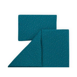 KraftKids Muslin Bedding Set with Gold Dots on Teal Pillow 40 x 60 cm and Duvet Cover 135 x 100 cm Cotton Handmade Bed Linen Made in the EU