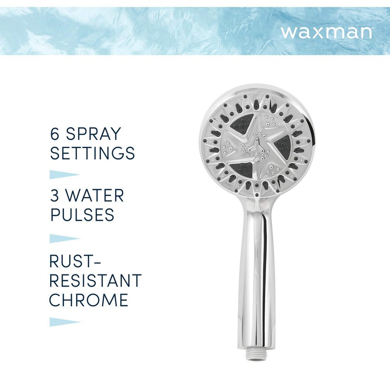 Aqua Vista 4.5-in. Polished Handheld Shower Head with 6 Spray