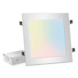 11 inch 26W Square LED Recessed Light, 3 Color Temperature Selectable & Dimmable Lamp, 2200 Lumens Ultra Thin Led Canless Downlight Lighting with Junction Box for Living Room Kitchen Bedroom…