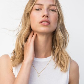 day.berlin Filigree Women's Necklace Stone 18 K Gold-Plated 45 + 5 cm Variable Length with Small Zirconia Crystal Pendant (6 mm), Fine Stainless Steel Chain, Nickel-Free and Waterproof, Stainless