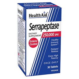HealthAid Serrapeptase 250,000 SPU – Extra High Potency, Once-Daily Enteric-Coated Vegan Tablets | Delayed-Release Proteolytic Enzyme for Systemic Enzyme Support