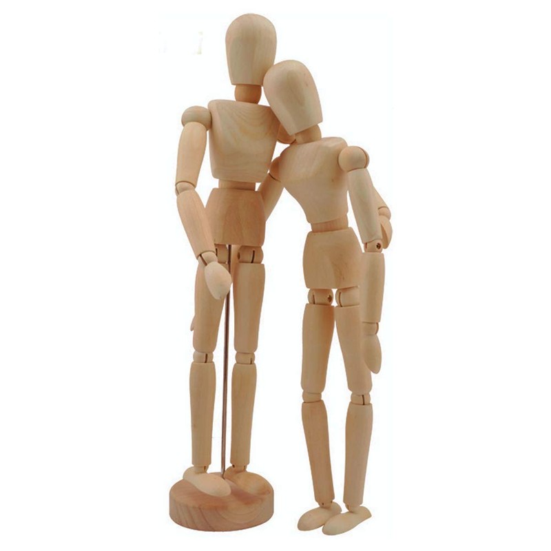 Manikin Male 12 inches Body Doll, Wooden Puppet - Flexible