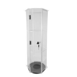 FixtureDisplays Clear Cabinet Acrylic Showcase Plexiglass Hexagon Shelf Lock Box Valuable Goods