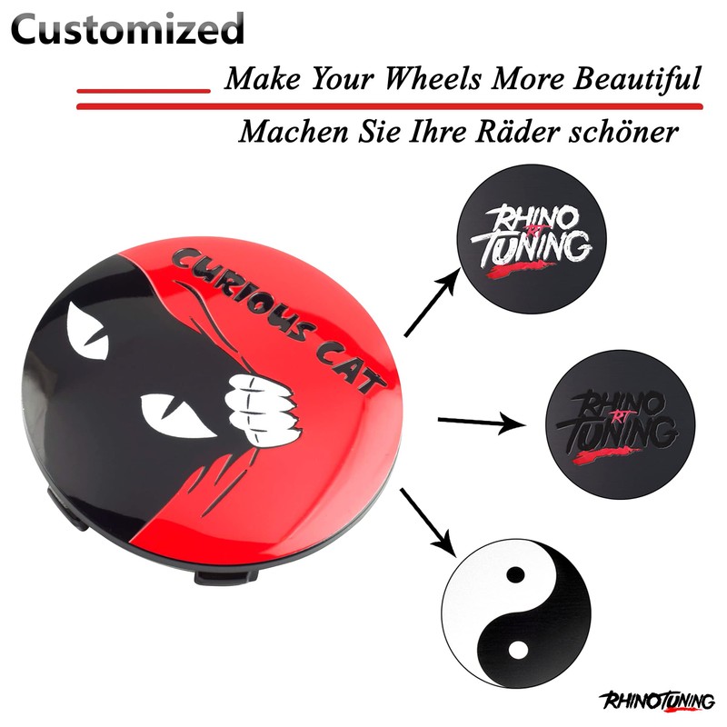 Rhinotuning 4 x 62mm Curious Cat Pattern Lettering ABS Material