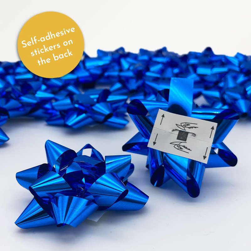 Kissymix 5cm Medium Metallic Bows Set of 80 Blue &