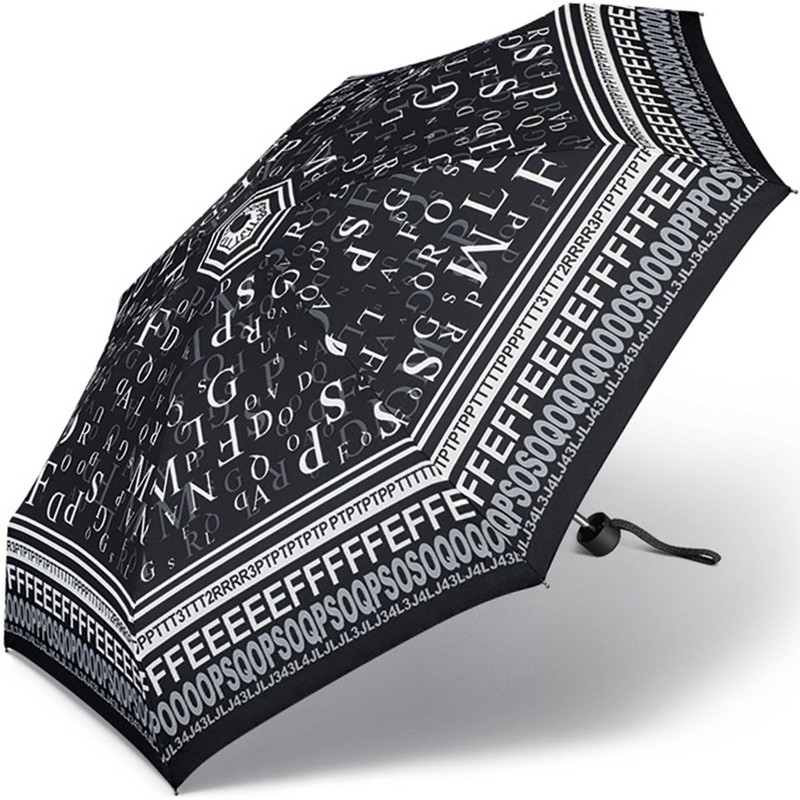 Ultra Mini Pocket Umbrella Petito Small Lightweight Windproof Letters, black-white,
