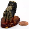 Solid Brass Amber Figurine of Pomeranian Spitz dog IronWork