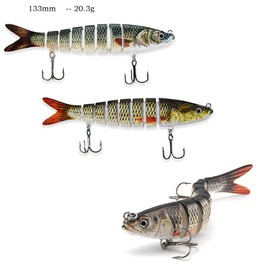Wobbler Set Jerkbait Fishing Lure Artificial Bait Fish Fishing Trout Bait Swimbait Fishing Set for Pike Perch Zander with 2 Treble Hooks and Fishing Bait Box (13.3 cm)