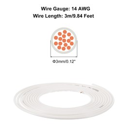 MECCANIXITY THHN Stranded Wire 10 Feet 14AWG Gauge Insulation Building Wire - UL Listed Copper Cable - PVC 600V Electrical Wire for Residential,Commercial,Industrial,Grounding - White