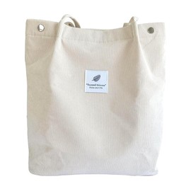 YanZhou Canvas Tote Bag for Women, Large Capacity Corduroy Quilted Tote Bag with Inner Pockets, Durable Stylish ，Reusablee (beige)