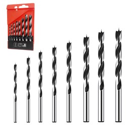 Yuentoen 8 PCS Brad-Point Drill Bits- 3-10mm Spiral Twist Wood Drill Bits Set for Softwood and Laminated Wood MDF