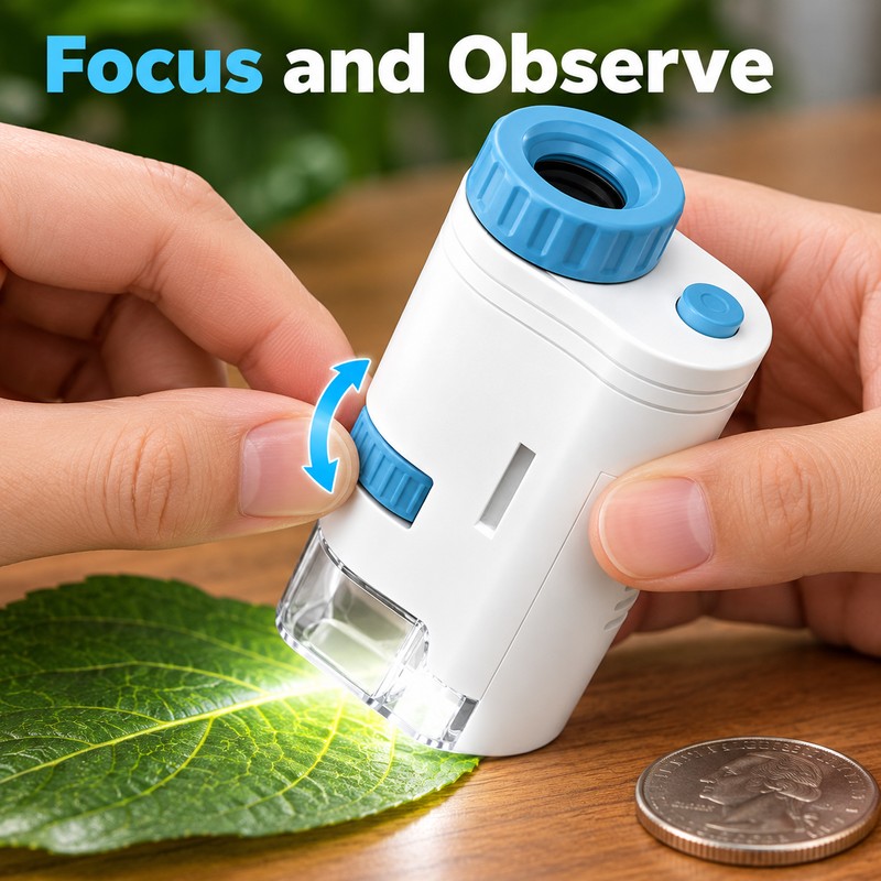 Pocket Microscope for Observation – 60x–200x Magnification with LED Light
