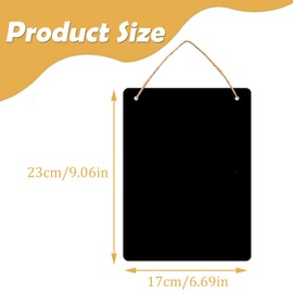 OHYER Small Blackboard for Hanging Chalkboard Message Board Sign Double-Sided Erasable Hanging Blackboard Signs with Jute String for Menu Birthday Bar Buffet Wedding Kitchen Wall (Vertical, 17 x 23 cm