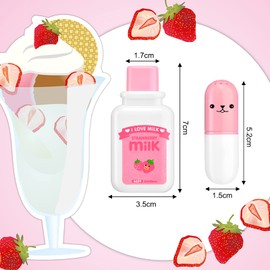 10 Pieces Cute Stationery Set Include 6 Mini Pill Shaped Highlighter Pens 6 Colors Cute Face Marker Pens and Kawaii Milk Style Correction Tape with Random Color for Student Office School Home