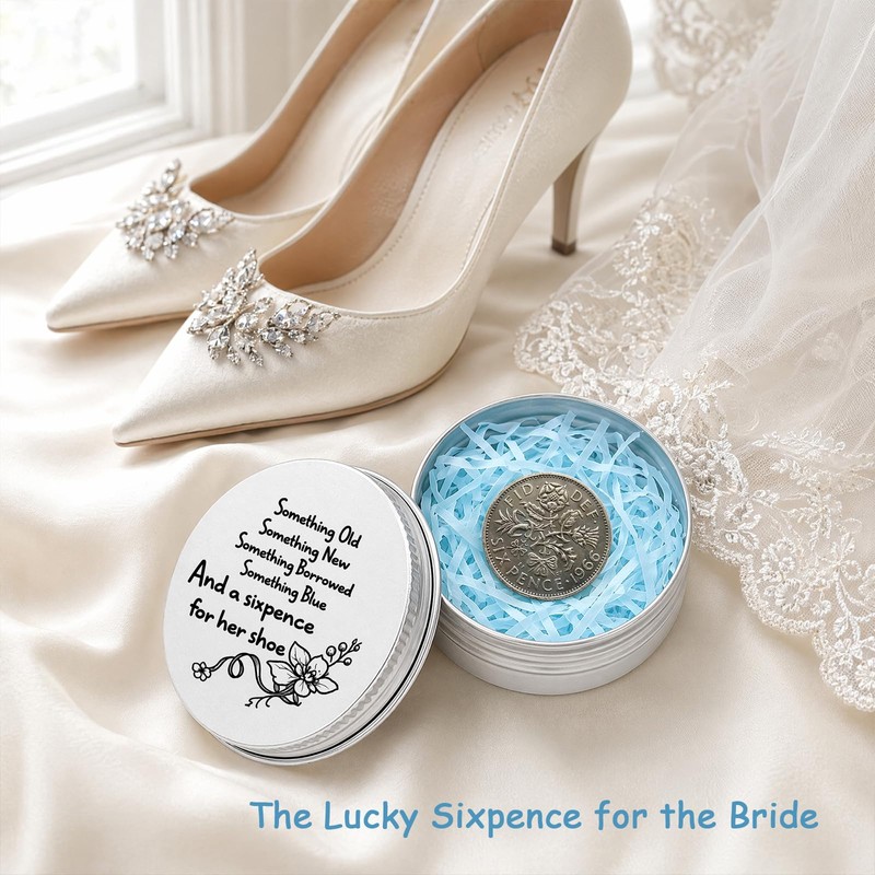 1966 Silver Sixpence Coin in Keepsake Tin – Good Luck