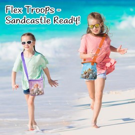 Sea Shell Bags for Beach - 2 Pack Zippered Mesh Beachcombing Bags, Shell Collecting Pouch for Kids & Adults, Travel Sand Toy Storage, Beach Vacation Essentials